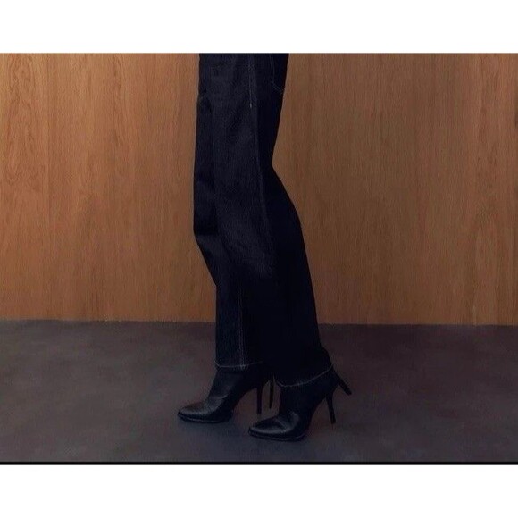 ZARA New Women Pull Tab High Heel Ankle Boots Black Size US 7.5 EUR 38 1116/410 - Picture 3 of 14